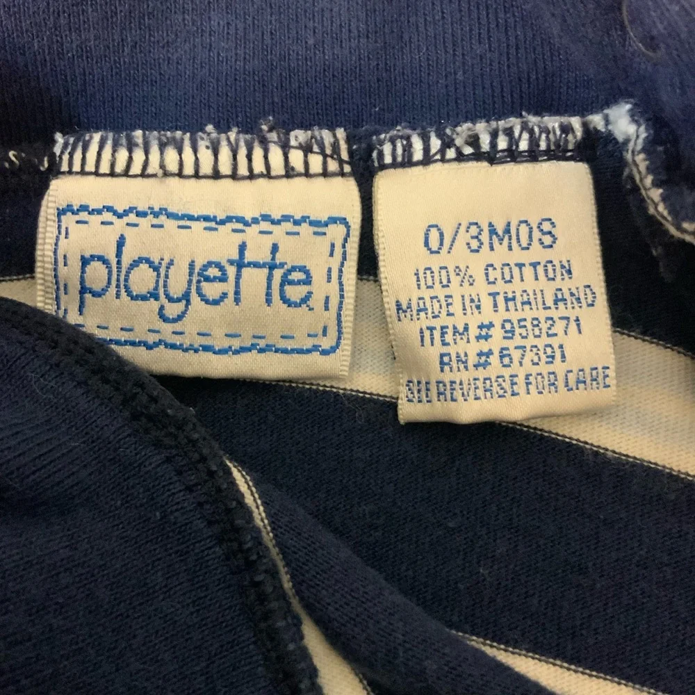 EUC VTG Playette Baby Navy striped turtleneck one piece Long Sleeves Bod…